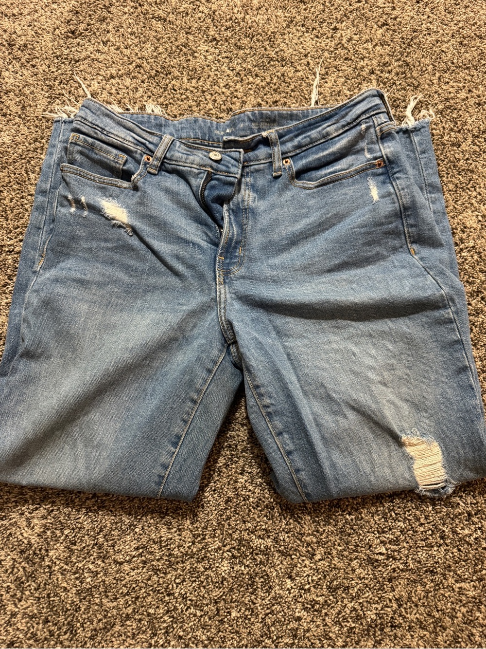 Old Navy Light Blue Boyfriend Jeans with Distressed Hem